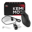 KEMIMOTOバーエンドミラーバイク用ミラーオートバイミラーCNC加工汎用ミラーブラック左右セット車検対応凸面鏡(長型)