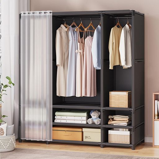 Vellichorワードローブ大容量簡易クローゼット組み立て式ハンガーラック布製収納棚洋服収納防塵防汚収納ボックス対応クローゼットカバー付き省スペース多層構造3...