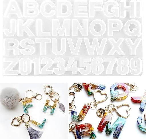 YACHUNシリコンモールドUVレジンソフトモールド樹脂再利用可能DIY手作りピアスネックレスペンダントシリコン型抜き型樹脂工芸品アクセサリー(文字&数字)