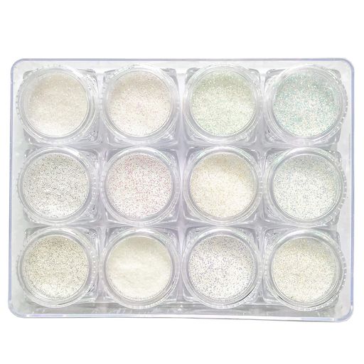 Emumu人気ネイルシュガーパウダー12色グリッターグミネイルボアパウダーセルフネイルマーメイドダストネイルデザインケース入り