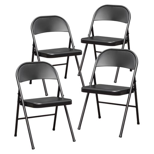 BOOSDENパイプ椅子4脚セット折りたたみ椅子ミーティングチェアダイニングチェア会議室背もたれダイニン..