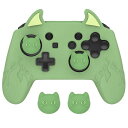 PlayVitalCuteDemonNintendoSwitchProコントローラー対応用シリコングリップカバージョイスティックキャップやステッカーシール付属【抹茶グリーン】