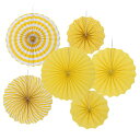 PATIKIL20cm/30cm/40cmペーパーファン吊り飾り6合1セットラウンドファン装飾キット誕生日結婚式卒業式イベントパーティー用イエロー