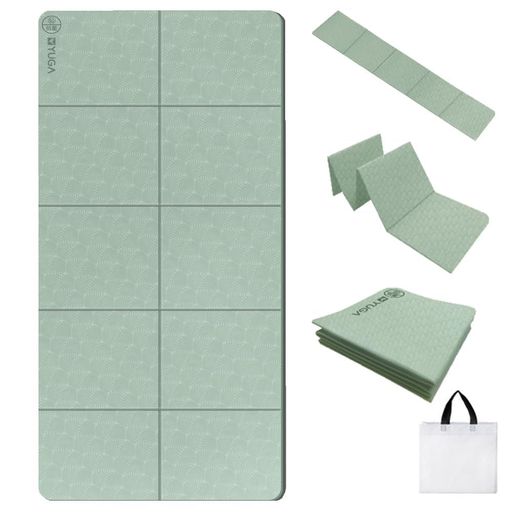 Rustuenヨガマット折りたたみ8mmTPE素材幅広80cm厚めトレーニングマットエクササイズマット滑り止め80c..