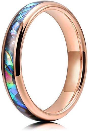 083基地レディース指輪リングタングステン天然アワビジェル4mm甲丸ピンクゴールド/ブラック/銀色10号