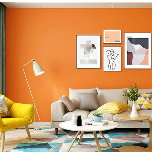 Homya無地壁紙シール防水リメイクシート幅60cm全長10mのり付きつや消しDIY剥がせる壁紙カッティングシートオレンジ