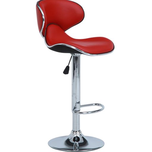不二貿易カウンターチェアハイチェア幅45.5x奥行き54x高さ88.5~109.5cmレッドダイニングキッチン360度回転昇降式合皮シェル93291