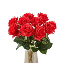 造花バラローズ薔薇アレンジ10本セット花・観葉植物・フラワ結婚式パーティー様々なイベント手作り(レッド)