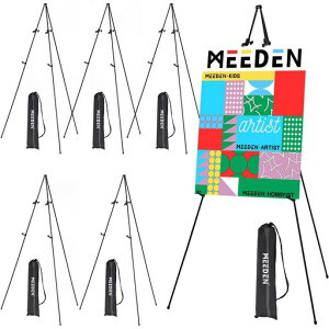 MEEDENイーゼルメタル製展示用高さ160CM折りたたみ式3段式軽量収納袋付き三脚イーゼルイーゼルスタンド装飾、看板、ポスター、イベント用耐荷重約4.5KG6台セット