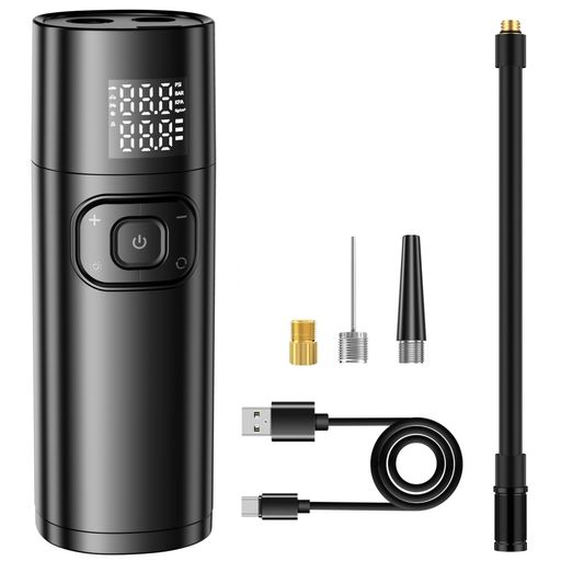 電動空気入れType-C充電式空気入れ最大150PSIエアーポンプ自動停止機能SOS/LED懐中ライト仏/米式バルブ..