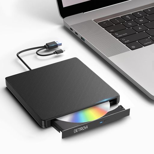 【2024革新モデル·USB3.0高速転送】外付けDVDドライブCDDVDドライブ静音外付けCDドライブUSB3.0&Type-C..