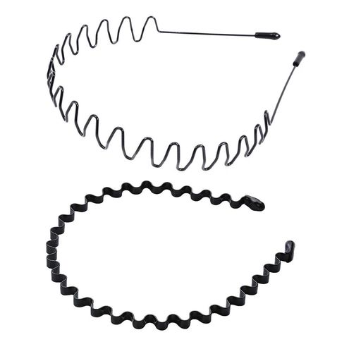 SHEFUN メンズ カチューシャ スプリング ヘアバンド 鉄 波型 くし付き 黒 シンプル 前髪 髪飾り 2本セ..
