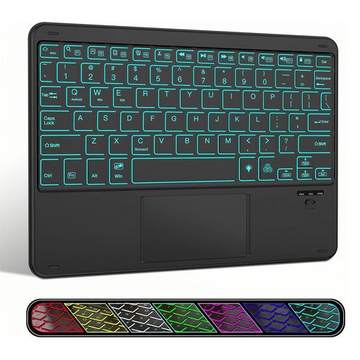 ワイヤレスキーボード BLUETOOTH IPAD用 タブレット用キーボードタッチパッド付き バックライト付き IPHONE、スマホ対応 TYPE-C充電式 英語配列 薄型 軽量 コンパクト アイパッド AIR PRO MINI タブレット