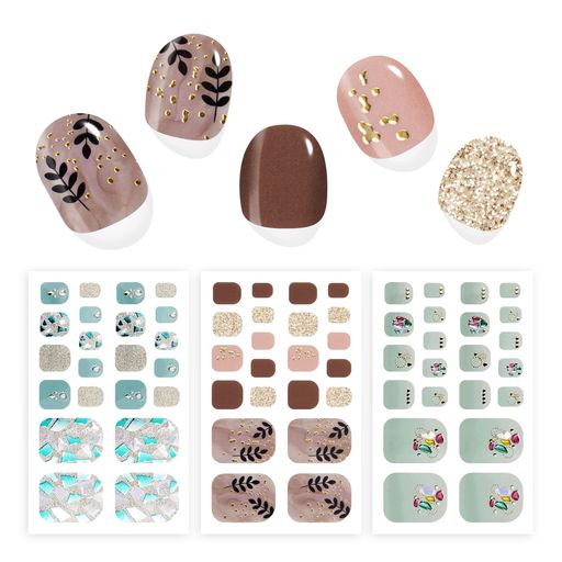 Topforceネイルシール足用硬化不要貼るだけネイルステッカー足の爪長持ちフットジェルネイルシール人気デザイン簡単オフ(22枚シール3IN1セット)ZF001