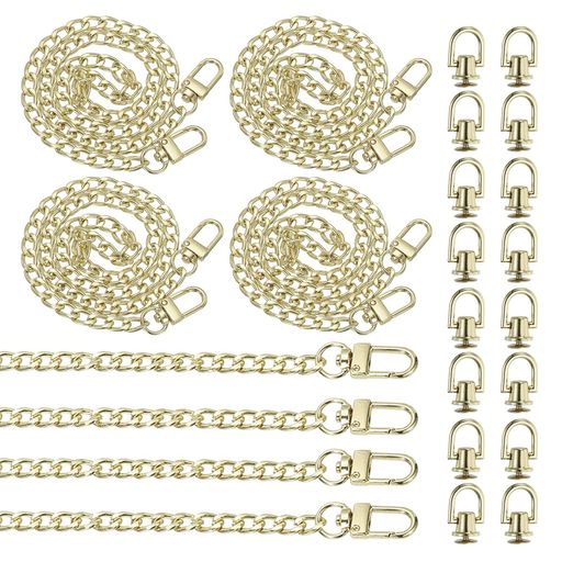 PATIKIL8パックパースチェーン平型長さ60cm幅8mmメタルバッグストラップバッグ持ち手取っ手交換用チェ..