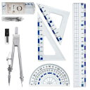 DY.2ten定規・コンパスセット学生用定規セットコンパス20cm直定規三角定規半円分度器作図ツール算数定規セット小学生文房具幾何学中学生学用品教師スクール多機...