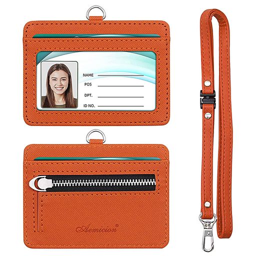 [Aemicion]IDカードホルダー定期入れパスケースネームホルダーカードケース社員証名札入れ両面クリア横型3つポケット小銭入れ付ネックストラップ付首掛けデニムメンズレディースプレゼ…