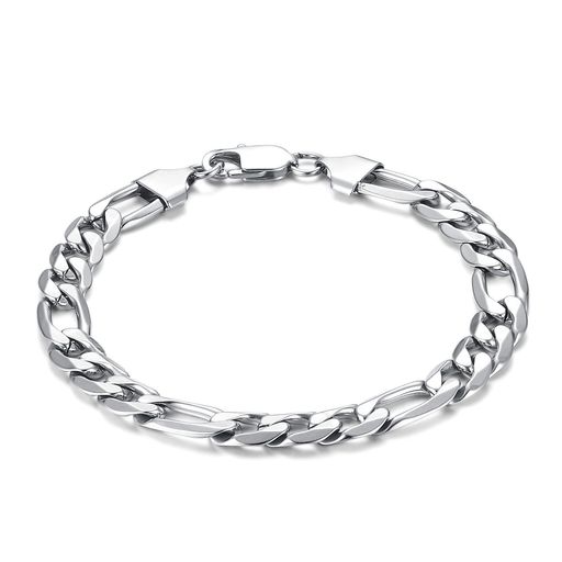 [JeryWe]ブレスレットの人の男の子9mmの人のためのステンレス鋼の縁石の鎖、キューバ人フィガロリンクブレスレット17/21.5cmのヒップホップのラッパーの方法宝石箱が付いている宝石類のギ…