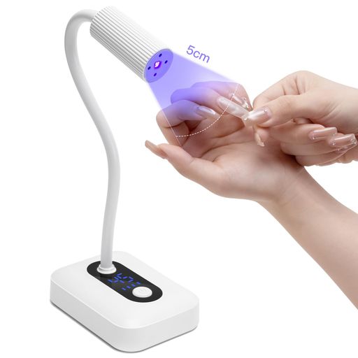 充電式UVLEDネイルランプ-コードレス自動センサー搭載360°調整可能なフレキシブルネック3段階タイマー高速硬化ネイル工房ネイルサロン自宅用旅行用ホワイト