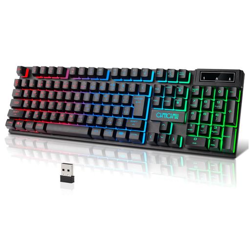 CHONCHOW ワイヤレス ゲーミングキーボード 光る 無線 充電 キーボード 日本語配列 KEYBOARD ゲーミング PS4/PS5/XBOX 対応 2.4GHZ USB接続をサポート19キー防衝突 RGB7色バックライトの変更が可能