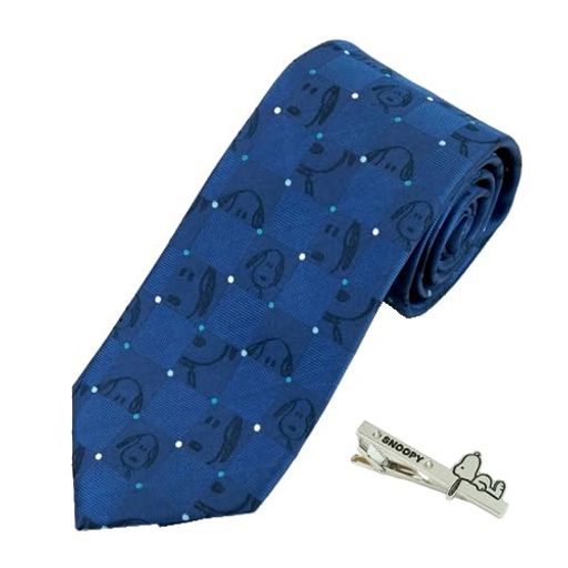 [ピーナッツ]ネクタイ&タイピンセットPN914462紺&TB-003SNOOPYスヌーピーネクタイタイピンプレゼント