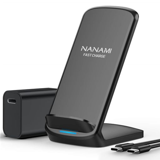 NANAMIワイヤレス急速充電器(USB-C20W出力の急速充電器に昇進)置くだけ充電器セット7.5W/10W/15WiPhone17/16/15/14/13/12シリーズ/SE第三世代/11(Pro)/XR/8(Plus)Galaxy