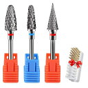 CGBEネイルビット3個ネイルマシンビット、ネイルビット、アクリル用ネイルドリルビット、爪磨き用超硬ネイルドリル、研磨ヘッド、キューティクル除去、ネイルジェル(細+中)