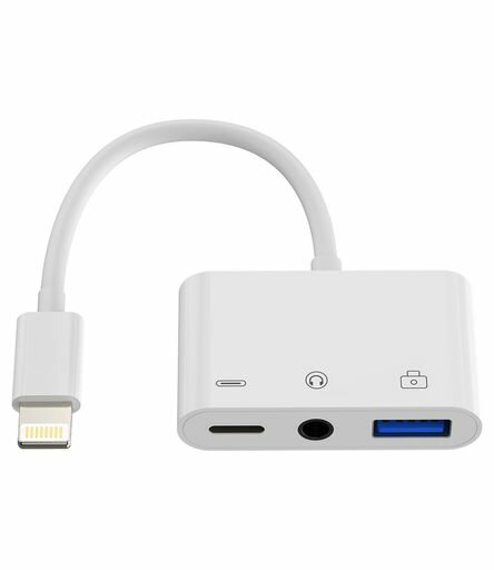 Iphone変換ケーブル(3in1)3.5mmイヤホンジャックLightningきゅうそく充電じゃっく同時USB3.0