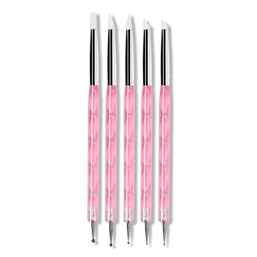 シリコンブラシドットペンジェルネイル筆シリコンブラシドットペン5種類セット【ピンク】簡単シンプル耐久性マニキュアツールセルフネイルネイル用品