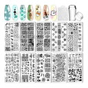 Biuteeネイルイメージプレートセット10枚ネイルプレート1スタンプ1スクレーパーネイルステンシルネイルプレートスタンピングイメージプレートクリスマスハロウィンスタイルデザイン長…