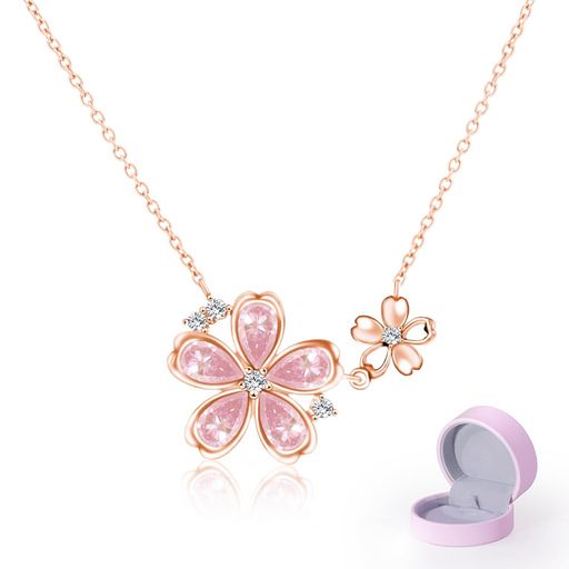 [Naniwaai]ネックレスレディース上質ジルコニア「桜の姫」ネックレスペンダント金属アレルギー対応シル..