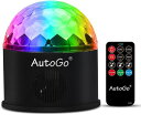 AutoGoミラーボールディスコライト【9色RGB】LEDステージ舞台照明リモコン付き音声起動多機能水晶回転式USB給電式ミラーボール回転家庭用パーティー祝日カラオケクラブ文化祭ガーデン誕…