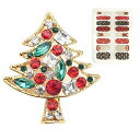 IRIWAクリスマスブローチネイルシールセットキラキララインストーンピンブローチクリスマスジュエリーアクセサリーギフトプレゼント贈り物選べられる12種(クリスマスツリーC)