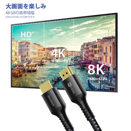 STOUCHI HDMI 2.1 ケーブル 1.2M 8K 48GBPS 144HZ対応 ULTRA HIGH SPEED HDMI ハイスピード 超高速 3D HDR イーサネット EARC対応 4K/2Kにも対応 HDMI2.1A CABLE 1