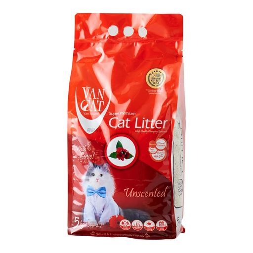 【OFT】 VAN CAT ナチュラル 無香料 5KG(5.9L) 白い 猫砂 固まる ビニールのパッケージ トイレ砂 鉱物 ベントナイト 小粒 砂の粒のサイズ:0.6~2.25MM