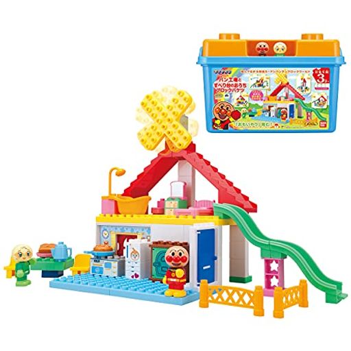 [バンダイ(BANDAI)]BlockLaboブロックラボアンパンマンパン工場とすべり台のおうちブロックバケツ対象年齢3才以上