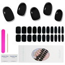 Chisaflyジェルネイルシール硬化タイプネイルシール貼るだけジェルネイル硬化22枚セット黒ぷっくりセルフブラックスティック付き剥がし単色長持ち無地ライトマニキュア