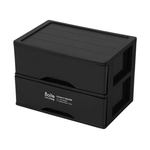 ベストコ書類小物収納ケースA4引き出し卓上2段ブラックMA-4131Boiteリビング