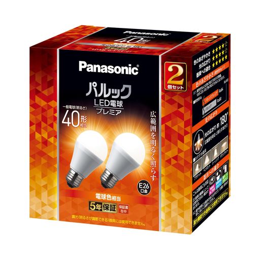 26 mm Cfl - パナソニックパルックLED電球【プレミア】口金直径26mm40W形相当電球色2個入シリカ電球同サイズ断熱材施工/密閉型/屋外器具対応LDA4LGSK42T