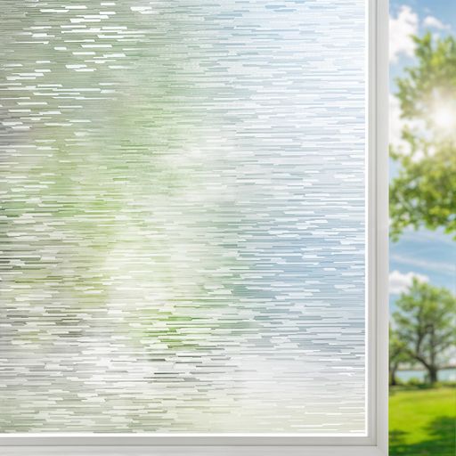 DUOFIRE目隠しシート窓ガラス目隠しフィルムすりガラス調窓用フィルム断熱UVカット飛散防止無接着剤水で貼れる(線の模様30x200cm)