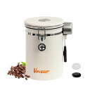 Vandroopコーヒーキャニスターステンレス製密閉容器コーヒー豆真空保存容器日付表示ダイヤル排気バルブ&計量スプーン付き22oz(1800mlマットホワイト)