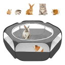 ハムスター用サークル 小動物用品 プレイサークル遊び用 柵 フェンス小動物用ケージ 折りたたみペットサークル ハムスター うさぎ モルモット 持ち運べに便利 散歩 (黒い半分ネット)
