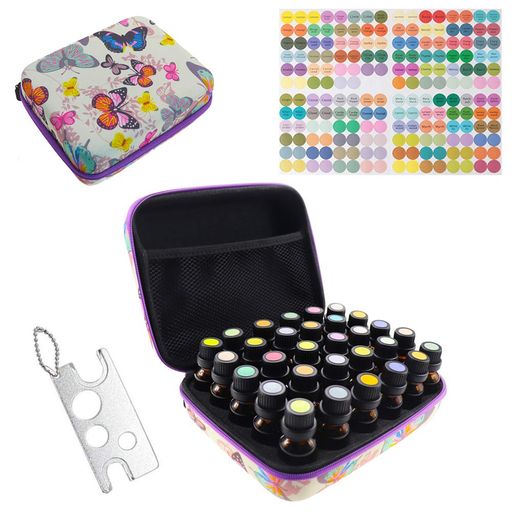 Arxusエッセンシャルオイル収納ケース5-15ml12本分/30本分/60本分精油ボトル収納可蝶のパターン持ち運..