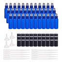BENECREAT 30個セット5MLロールオンアロマボトル 青色カラスアロマ瓶 黒い蓋 10本プラスチックスポイトと4個漏斗付 アロマオイル用 香水用瓶 ミニボトル アロマオイル小分けボトル(4)