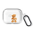 ONLYOU AIRPODS PRO ケース おしゃれ 韓国 AIRPODS PRO2 ケース かわいい TPU テディベア くま クリア デザイン エアーポッズ プロ カバー カップル お揃い イヤホンケース カラビナ フック(2)