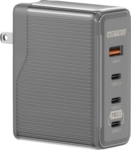 アドテック合計150WブラックPD3.1単独140W充電器4ポート(USB-Cx4+USB-A)GaNパソコン2台同時給電対応パワフル急速充電高速充電APD-V150AC3-BK