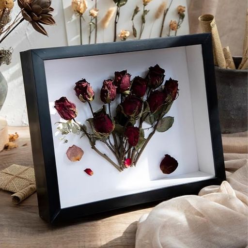 フォトフレーム額縁正方形壁掛け立体額写真立て自立式ボックスフレームドライフラワー標本箱お祝い結婚祝いフィギュアケースインテリアフォトスタンド(ブラック)