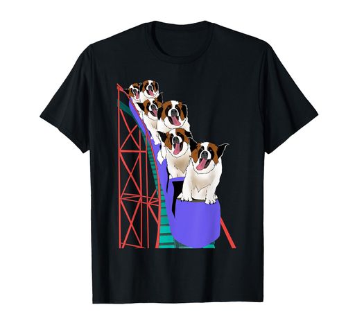 セントバーナード犬の恋人ギフト遊園地ジェットコースターTシャツ