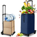 MAMBASNAKEショッピングカート折りたたみ式防水加工収納やすい耐荷重40kg大容量47Lバッグ付き取り外し可能軽量静音3段階調整可能ダブルラング買い物カー...