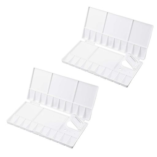 折り畳み式プラスチック製パレット絵の具プラスチックパレット顔料絵の具水彩絵具アクリル画ペインテ大人にも子供にも適しています【2個セットホワイト】